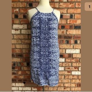 NWT Joy Joy Blue White ikat dress keyhole